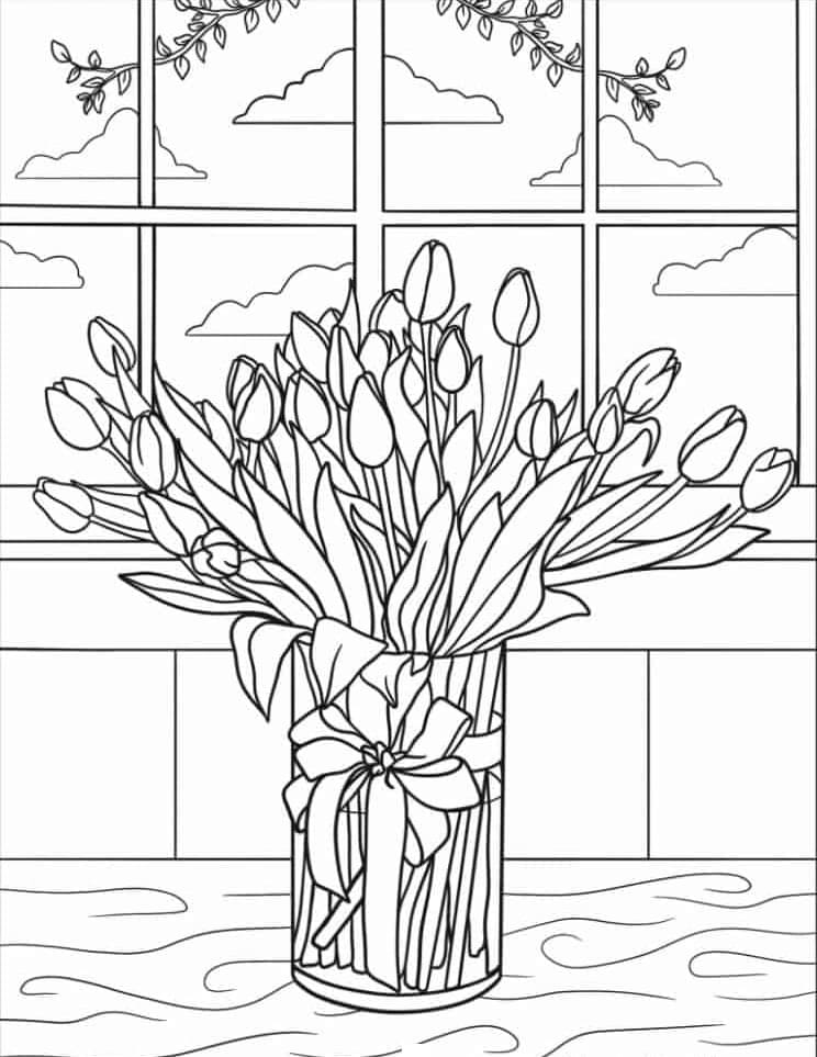 Tô màu Bình Hoa Tulip