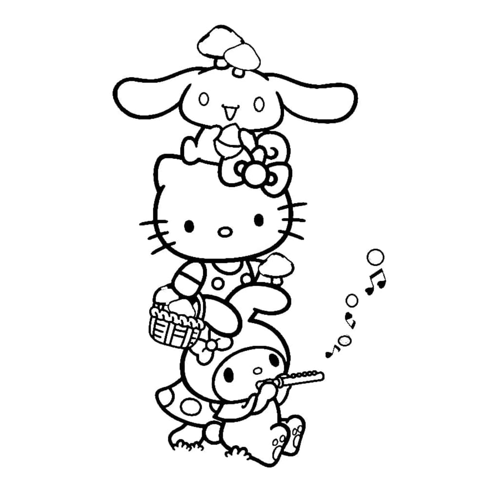 Tô màu Cinnamoroll Và Hello Kitty