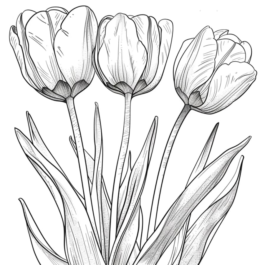 Tô màu Hoa Tulip Cho Bé
