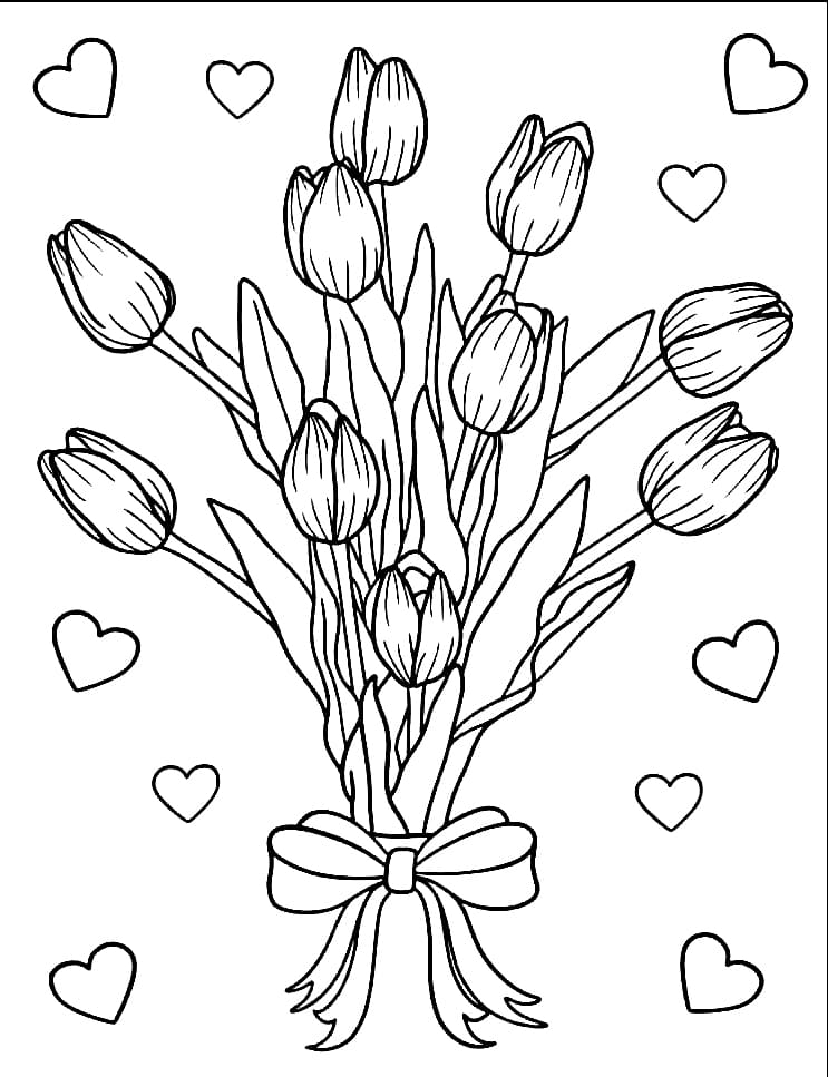 Tô màu Hoa Tulip Tình yêu
