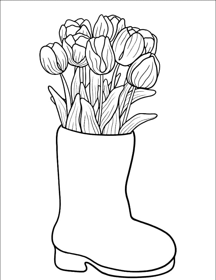 Tô màu Hoa Tulip Trong Ủng