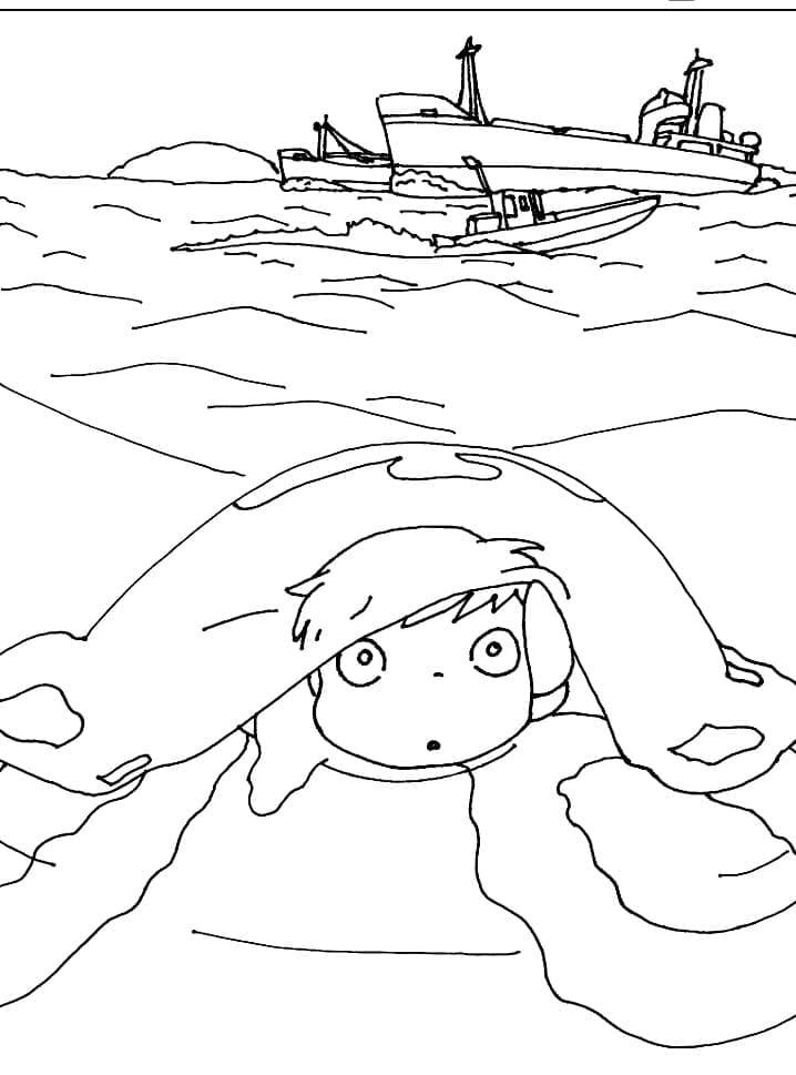 Tô màu Ponyo Rất Đáng Yêu