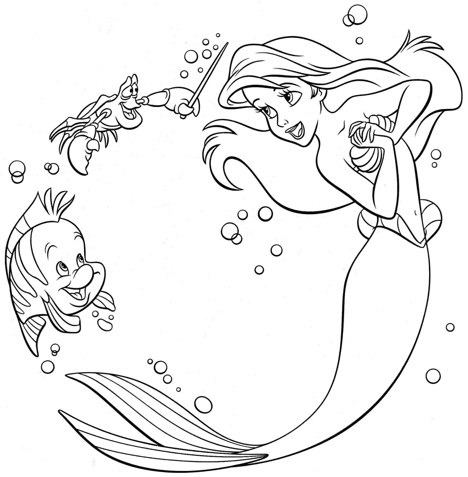 Tô màu công chúa ariel vui đùa
