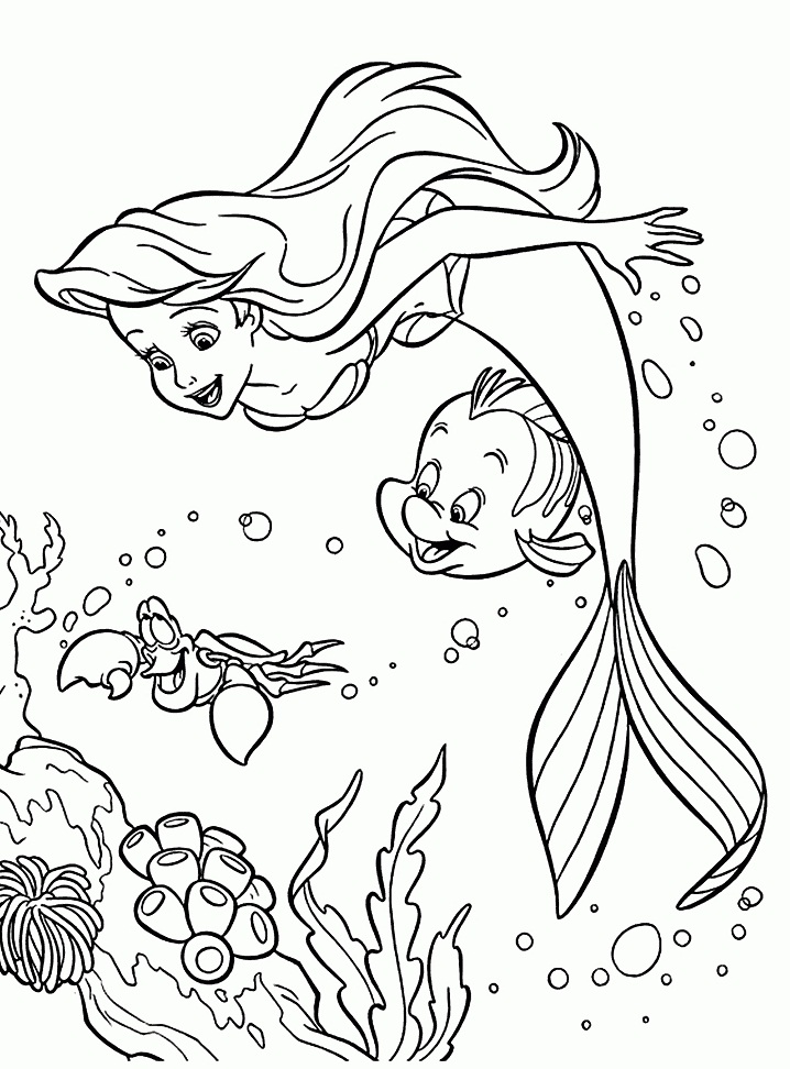 Tô màu công chúa ariel vui tươi