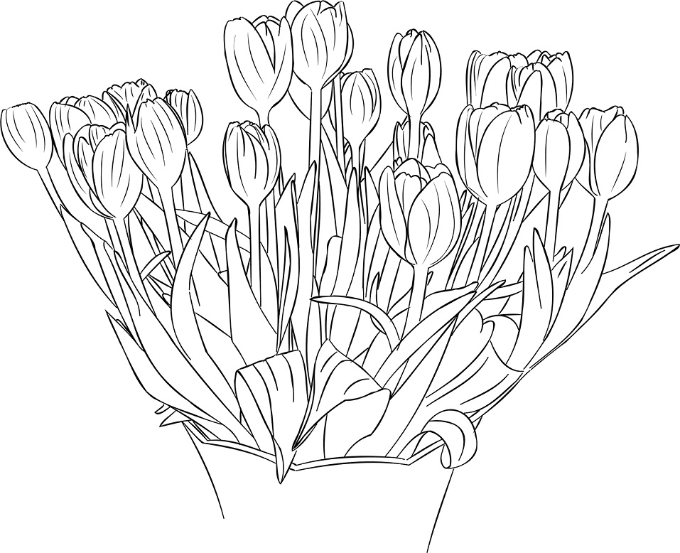 Tô màu giỏ hoa tulip