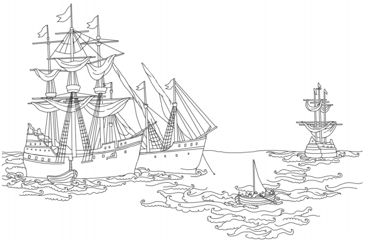 Tô màu những con tàu của columbus