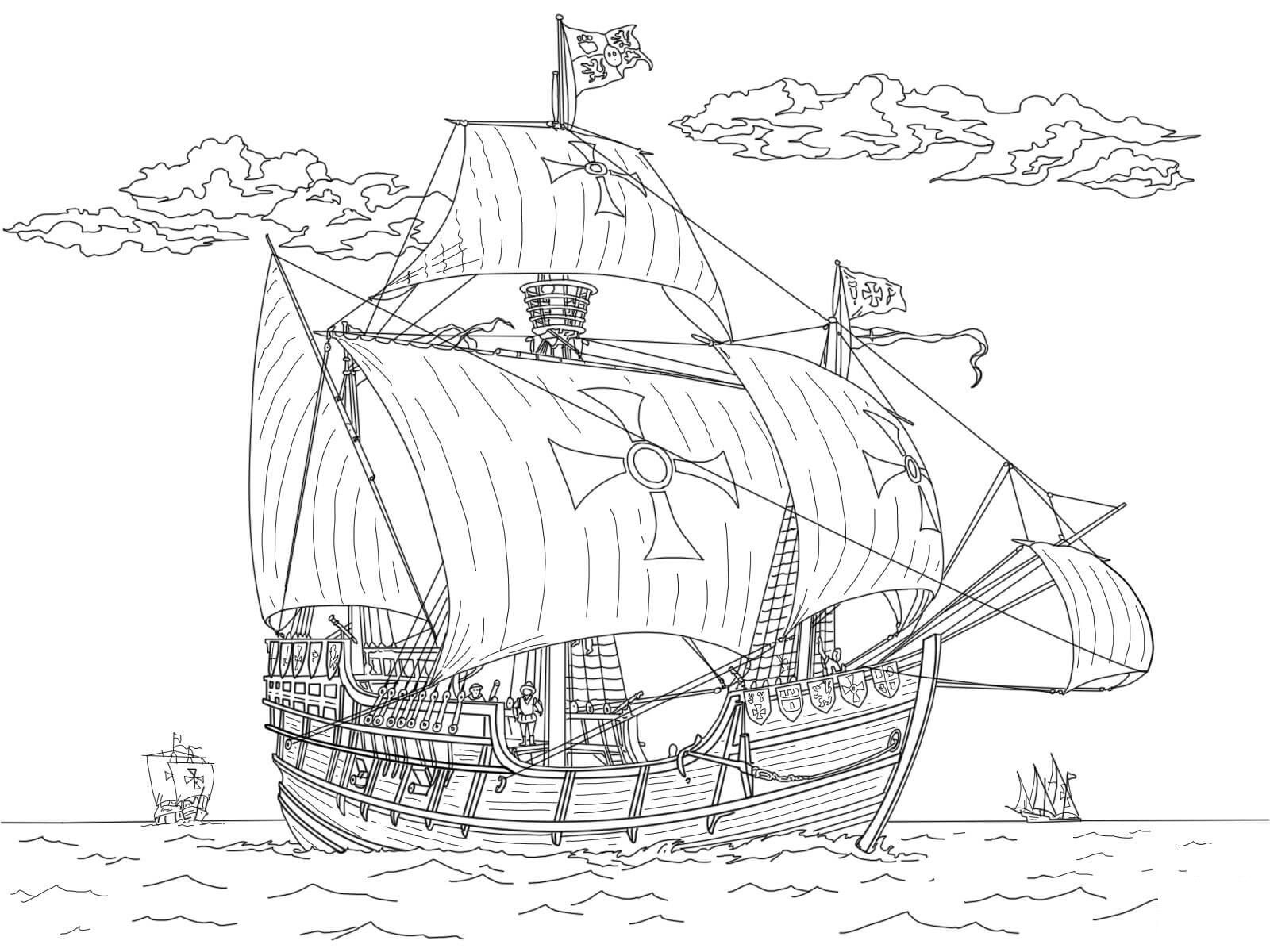 Tô màu tàu santa maría