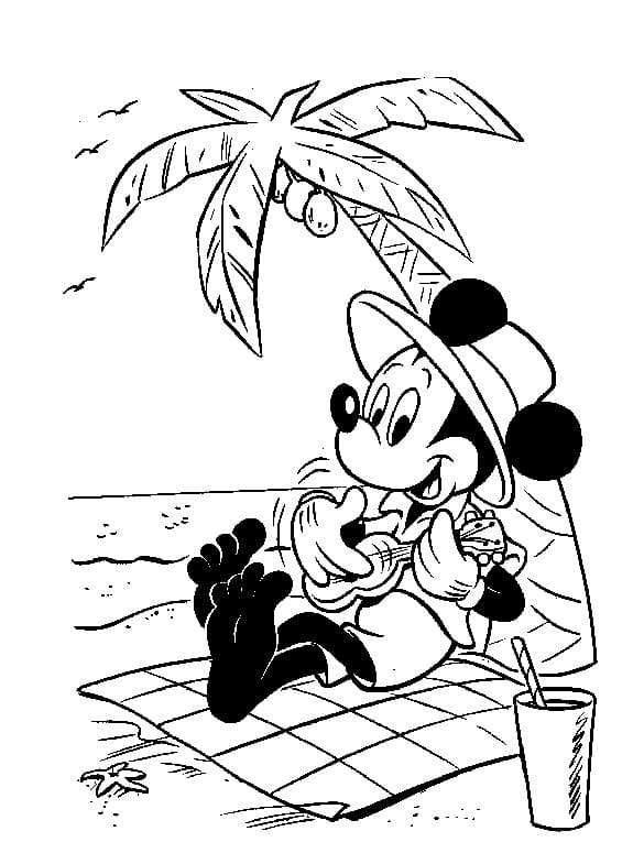 Tô màu Chuột Mickey và Cây Dừa