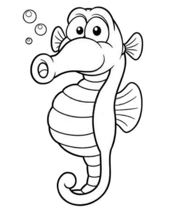 Tô màu Con Cá Ngựa Hài Hước