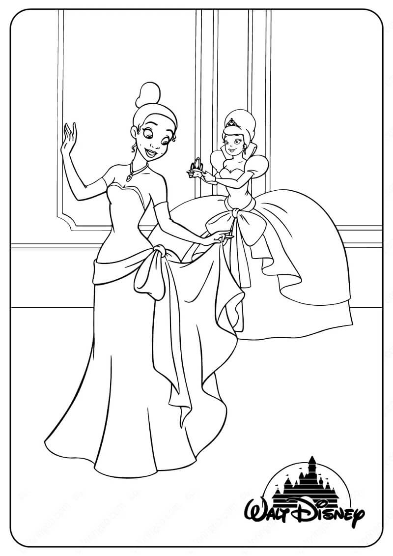 Tô màu Công Chúa Tiana Thử Váy