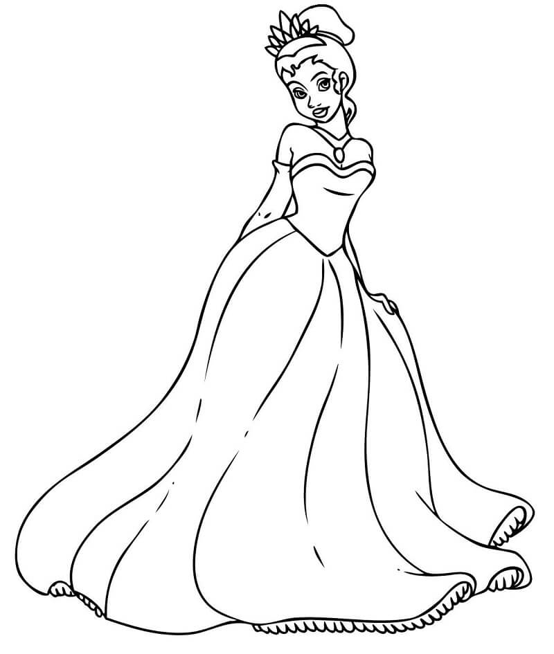 Tô màu Công Chúa Tiana Trong Bộ Váy Lộng Lẫy