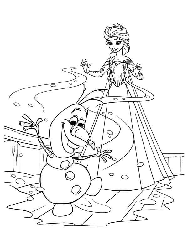 Tô màu Elsa và Olaf