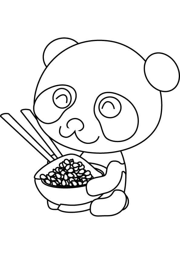 Tô màu Gấu Trúc Ăn Cơm
