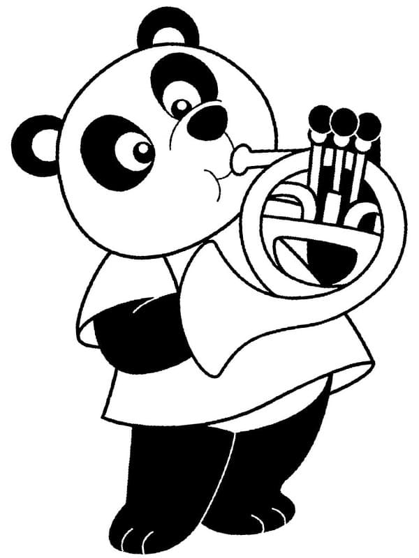Tô màu Gấu Trúc Chơi Kèn