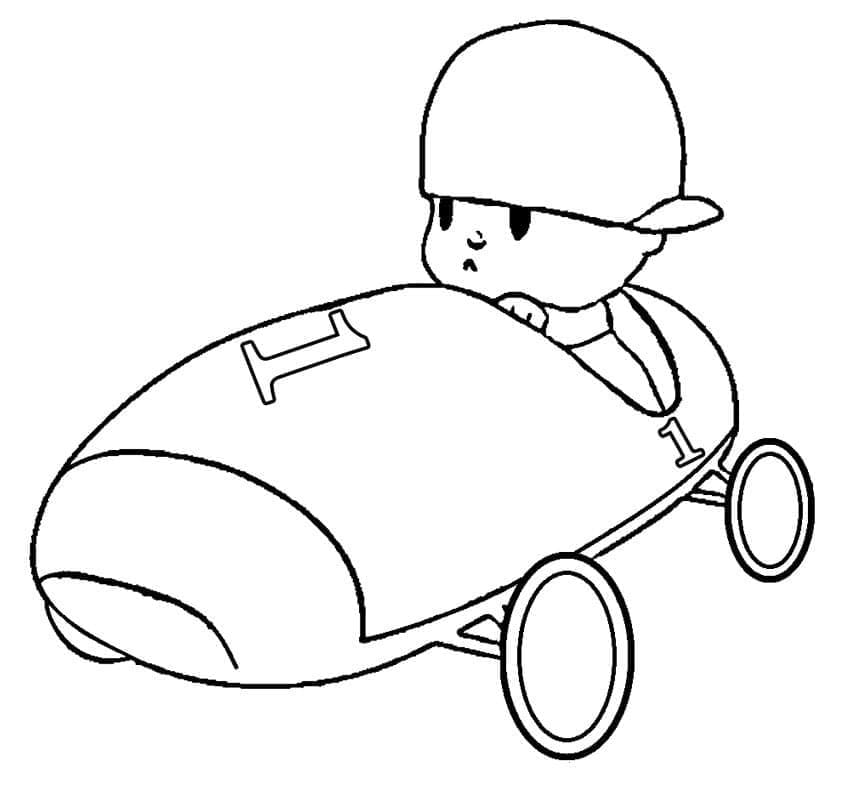 Tô màu Pocoyo Lái Xe Đua