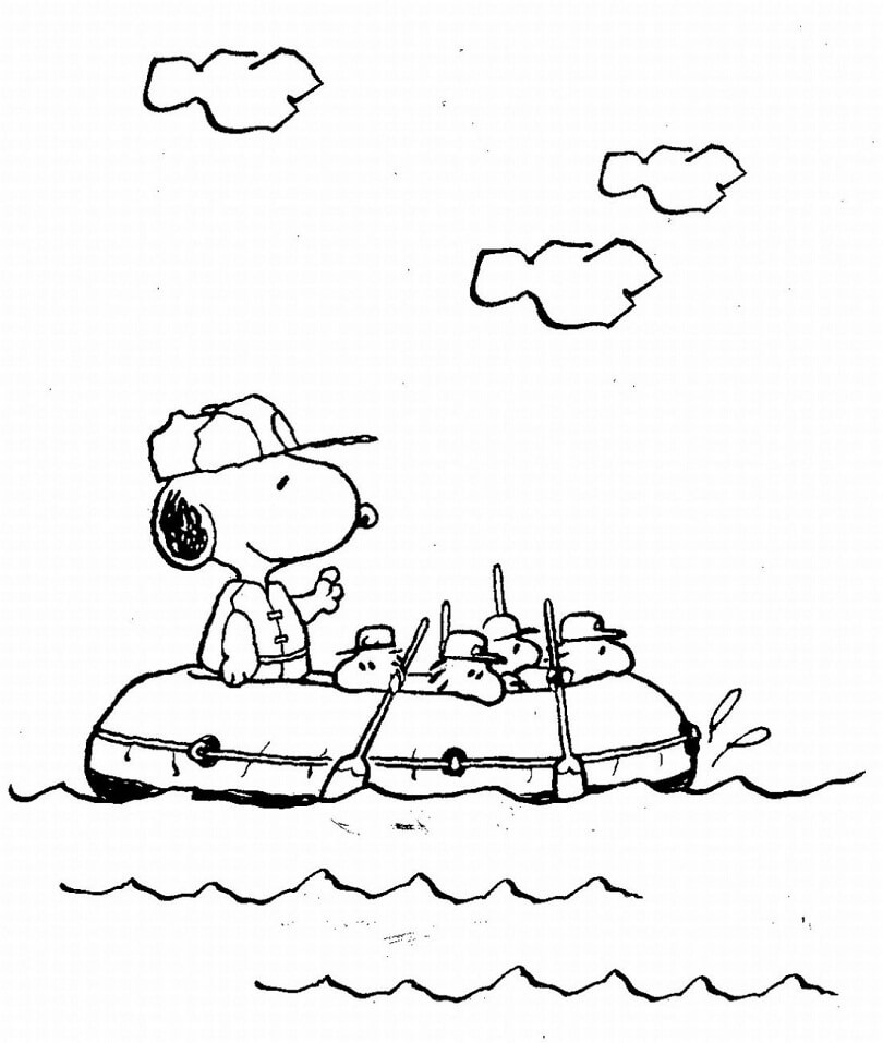 Tô màu Snoopy Chèo Xuồng