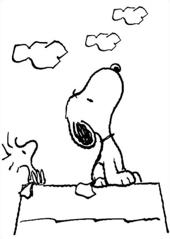 Tô màu Snoopy Nhìn Lên Bầu Trời