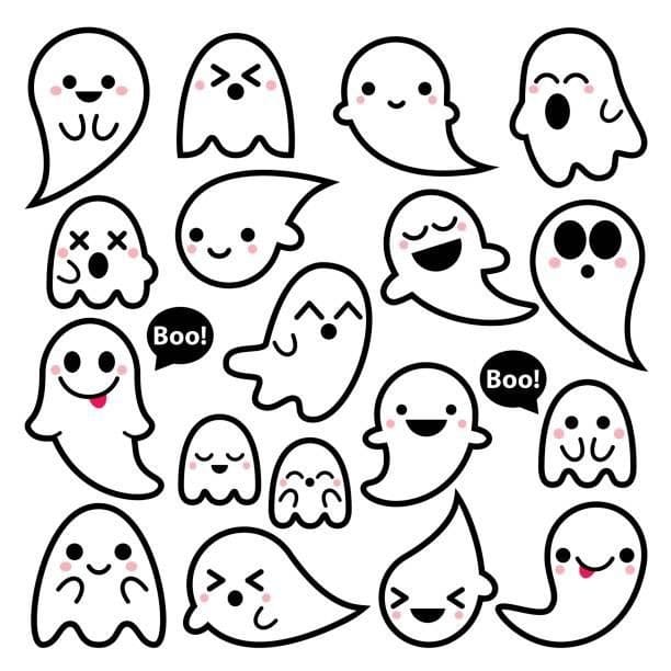 Tô màu Sticker Con Ma Cute