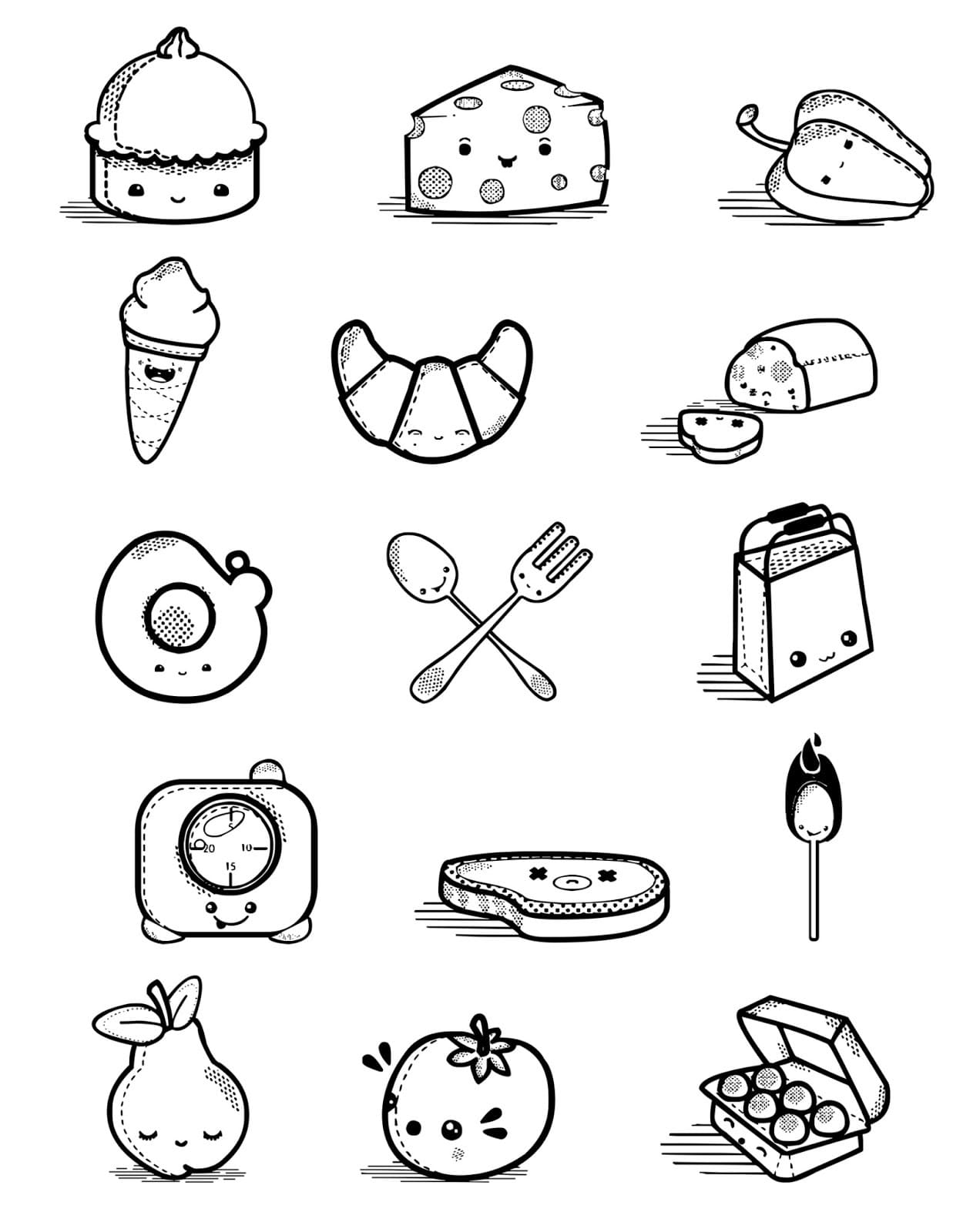 Tô màu Sticker Đồ Ăn Siêu Cute