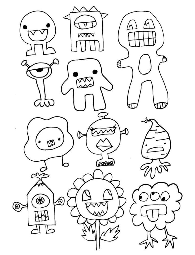 Tô màu Sticker Quái Vật Cute