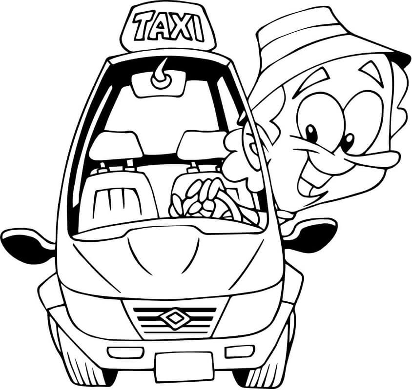 Tô màu Tài Xế Trong Xe Taxi