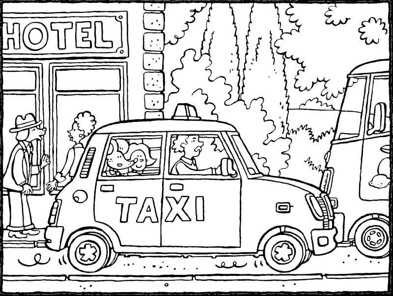 Tô màu Xe Taxi Trên Đường