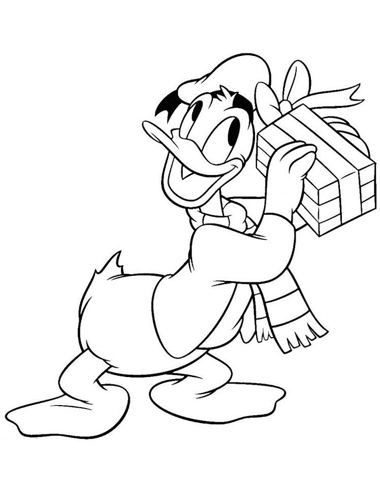 Tô màu vịt donald và hộp quà