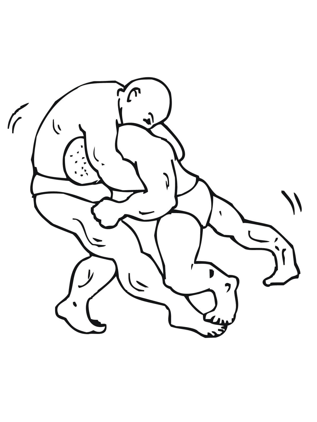 Tô màu 2 người đàn ông đấu vật