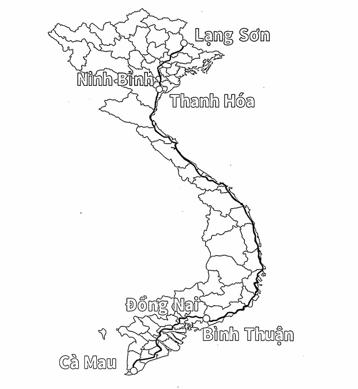Tô màu Bản Đồ Việt Nam Và Quốc Lộ 1A
