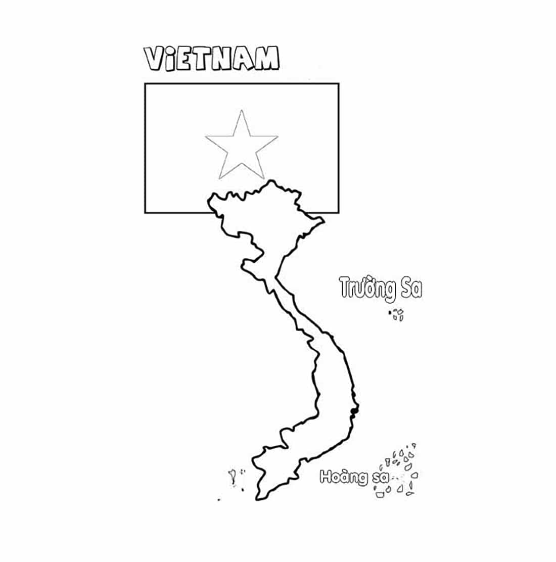 Tô màu Bản Đồ Việt Nam Với Hoàng Sa Và Trường Sa