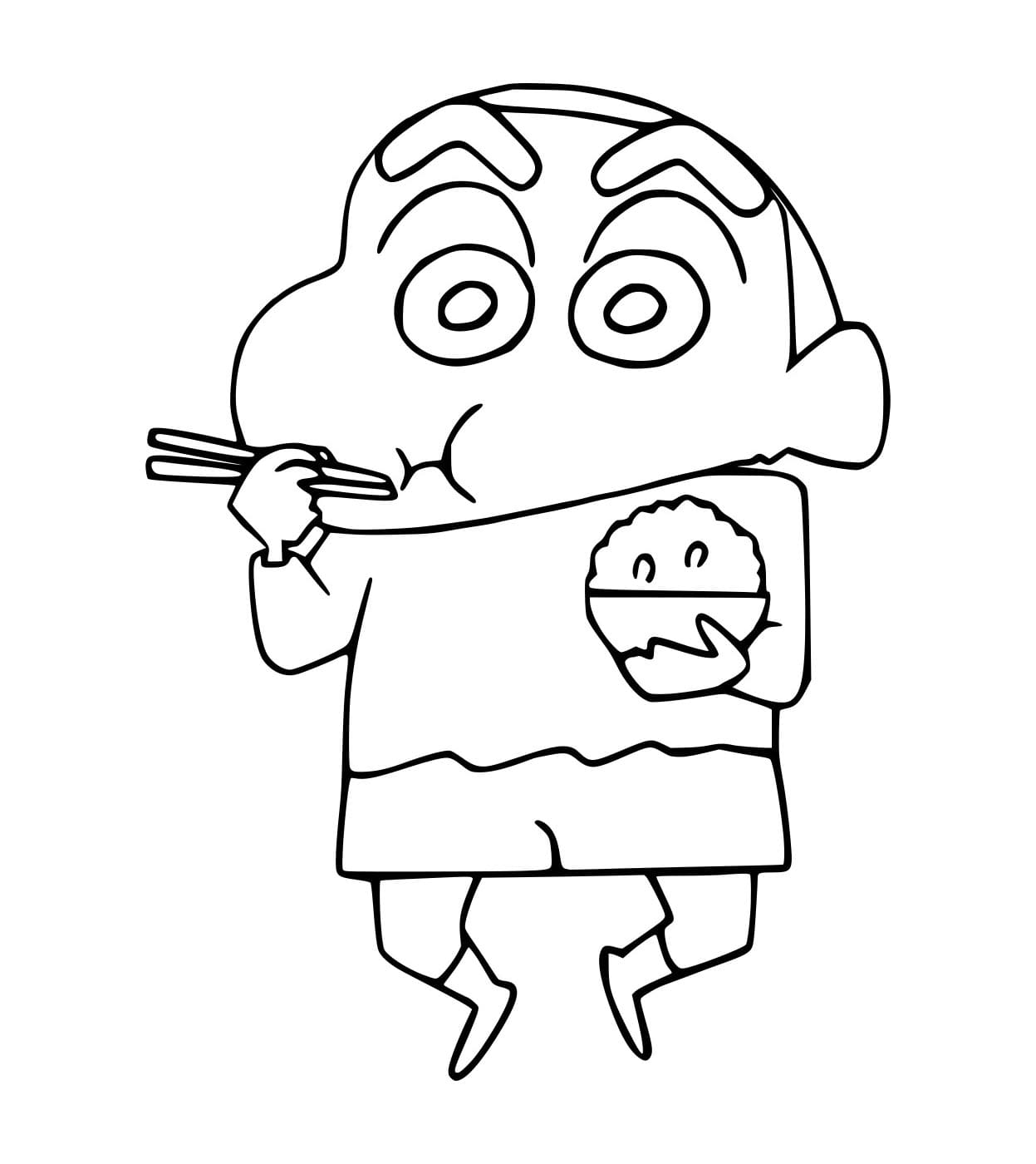 Tô màu Cậu Bé Shin Ăn Cơm