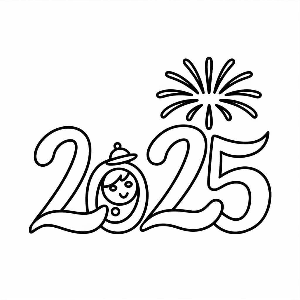 Tô màu Chúc Mừng Năm Mới 2025 Vui Vẻ