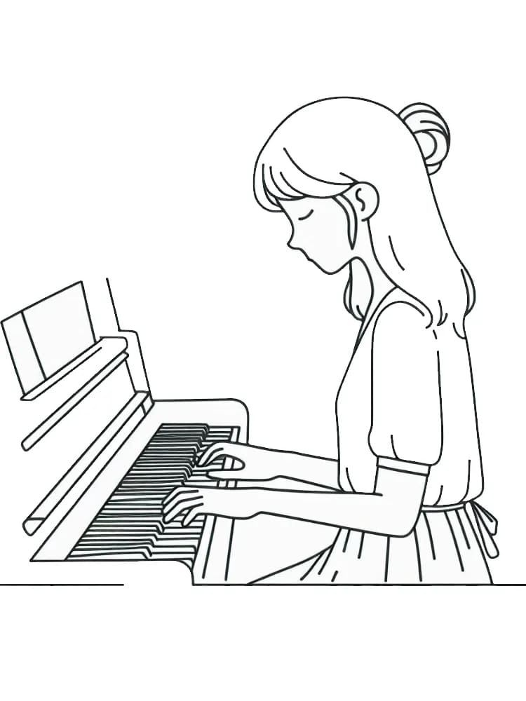 Tô màu Cô Gái Chơi Đàn Piano