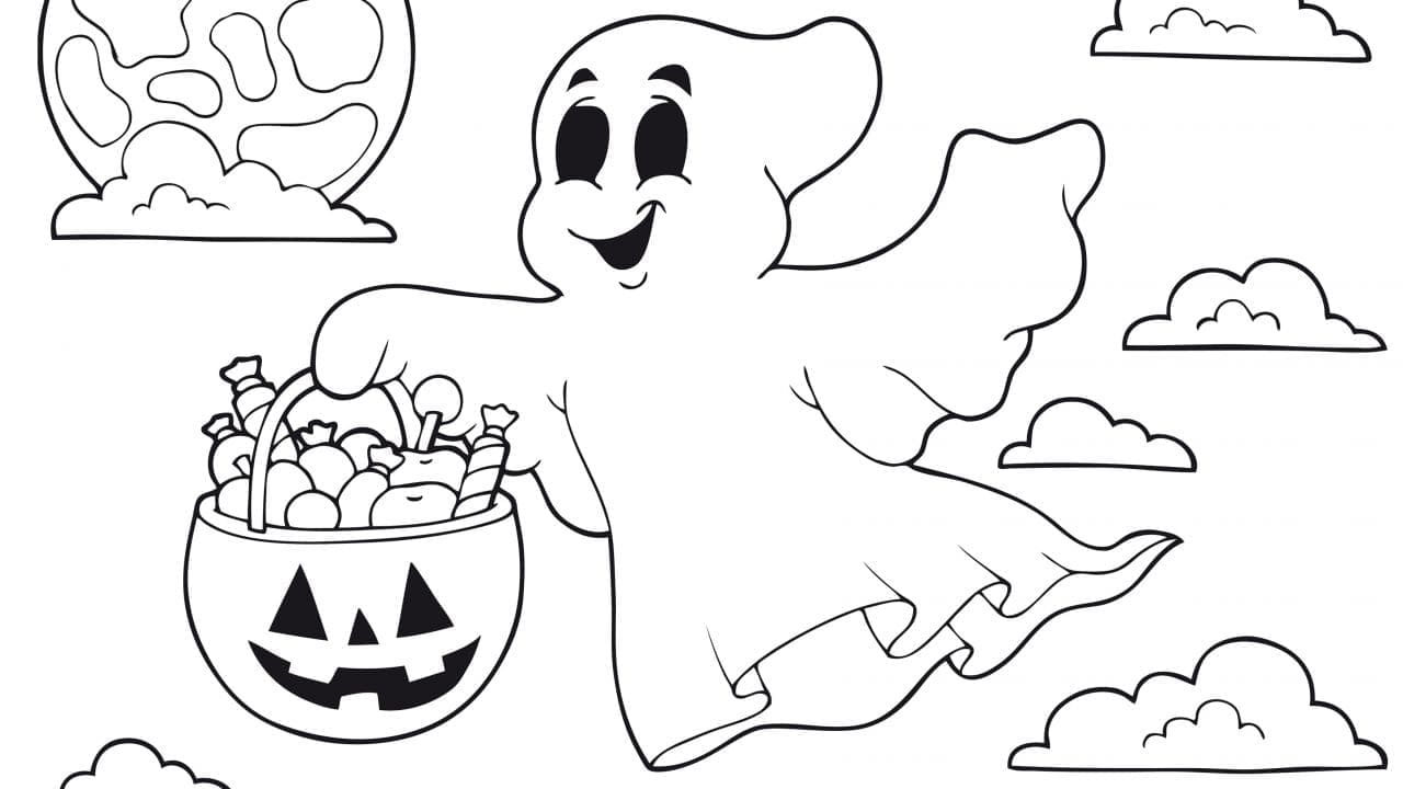 Tô màu Con Ma Halloween