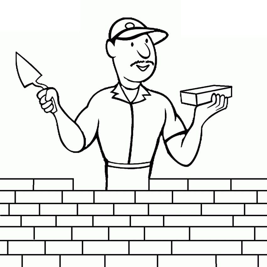 Tô màu Công Nhân Xây Dựng Xây Nhà