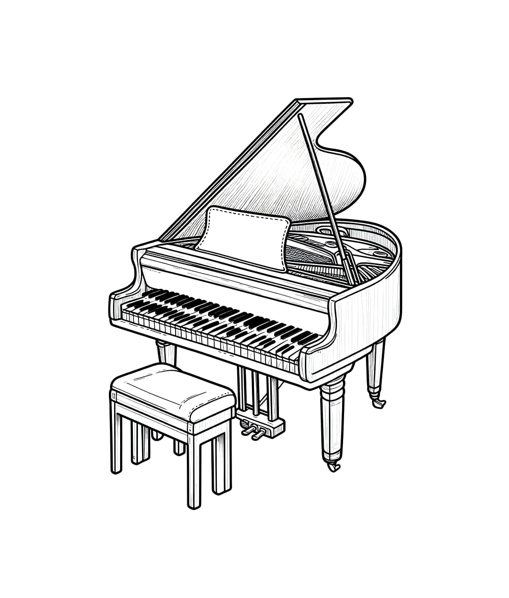 Tô màu Đàn Piano Đẹp