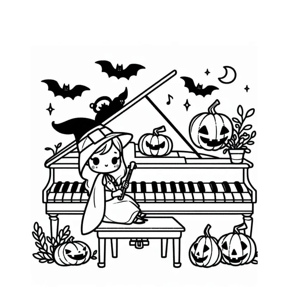 Tô màu Đàn Piano Halloween