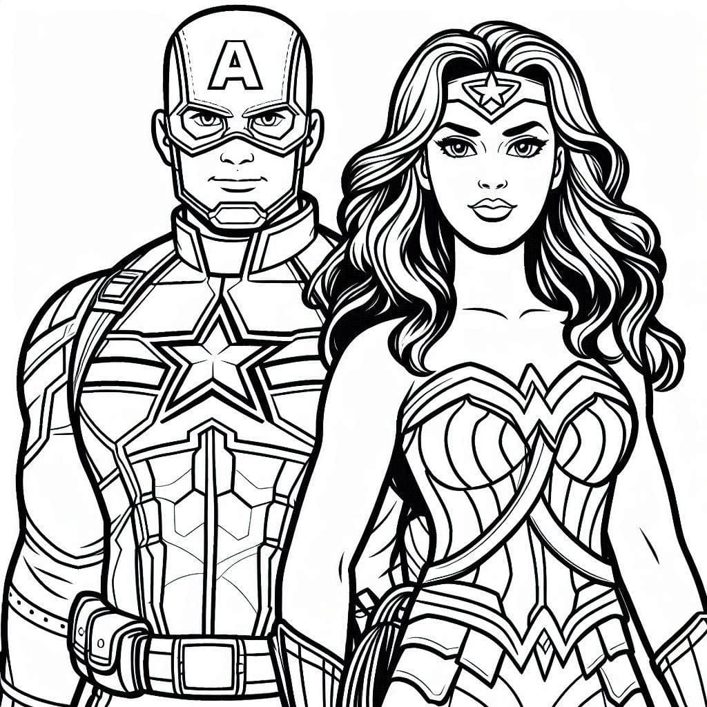 Tô màu Đội Trưởng Mĩ Với Wonder Woman