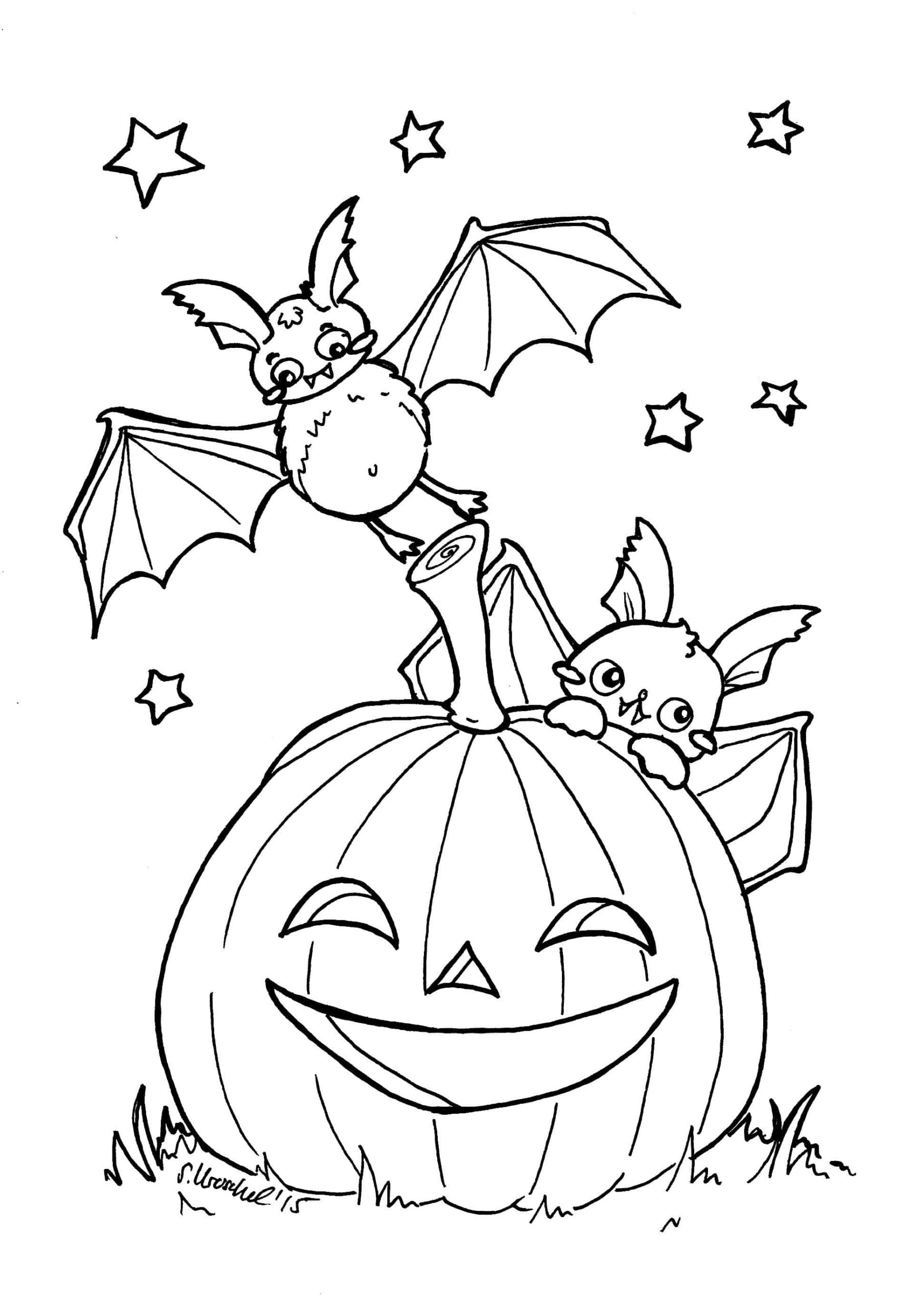 Tô màu Hai Con Dơi Halloween