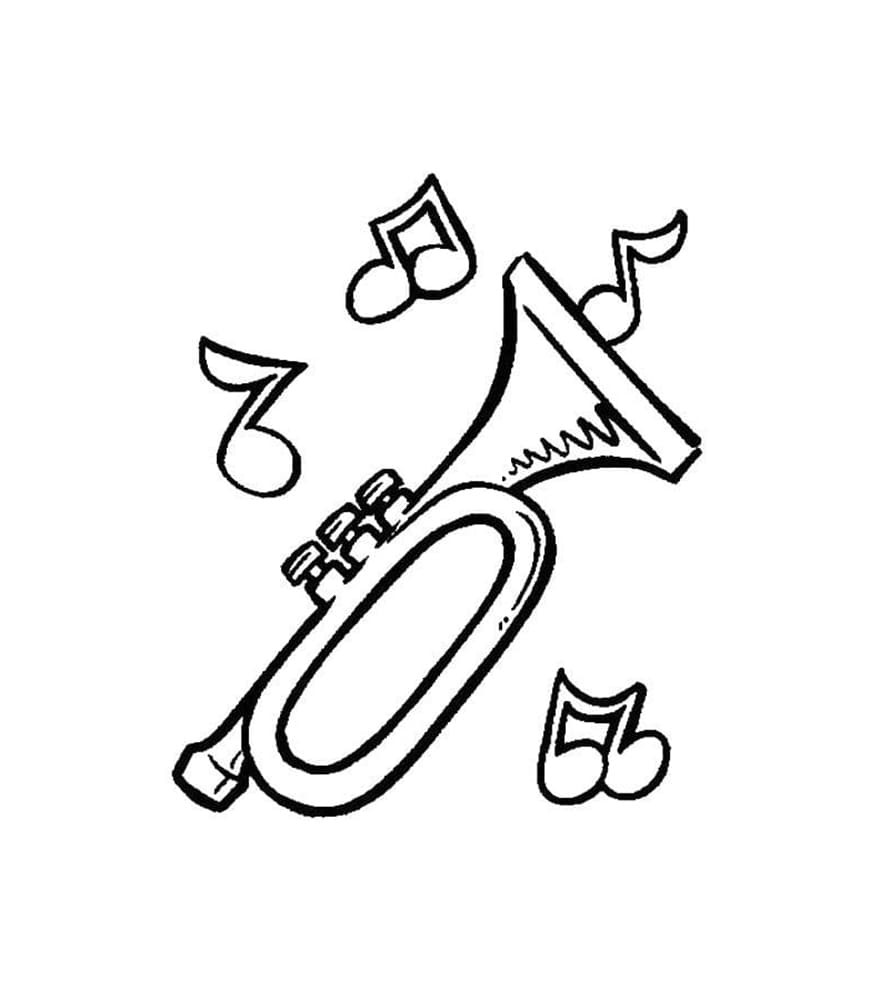 Tô màu Kèn Trumpet Lớn Và Nốt Nhạc