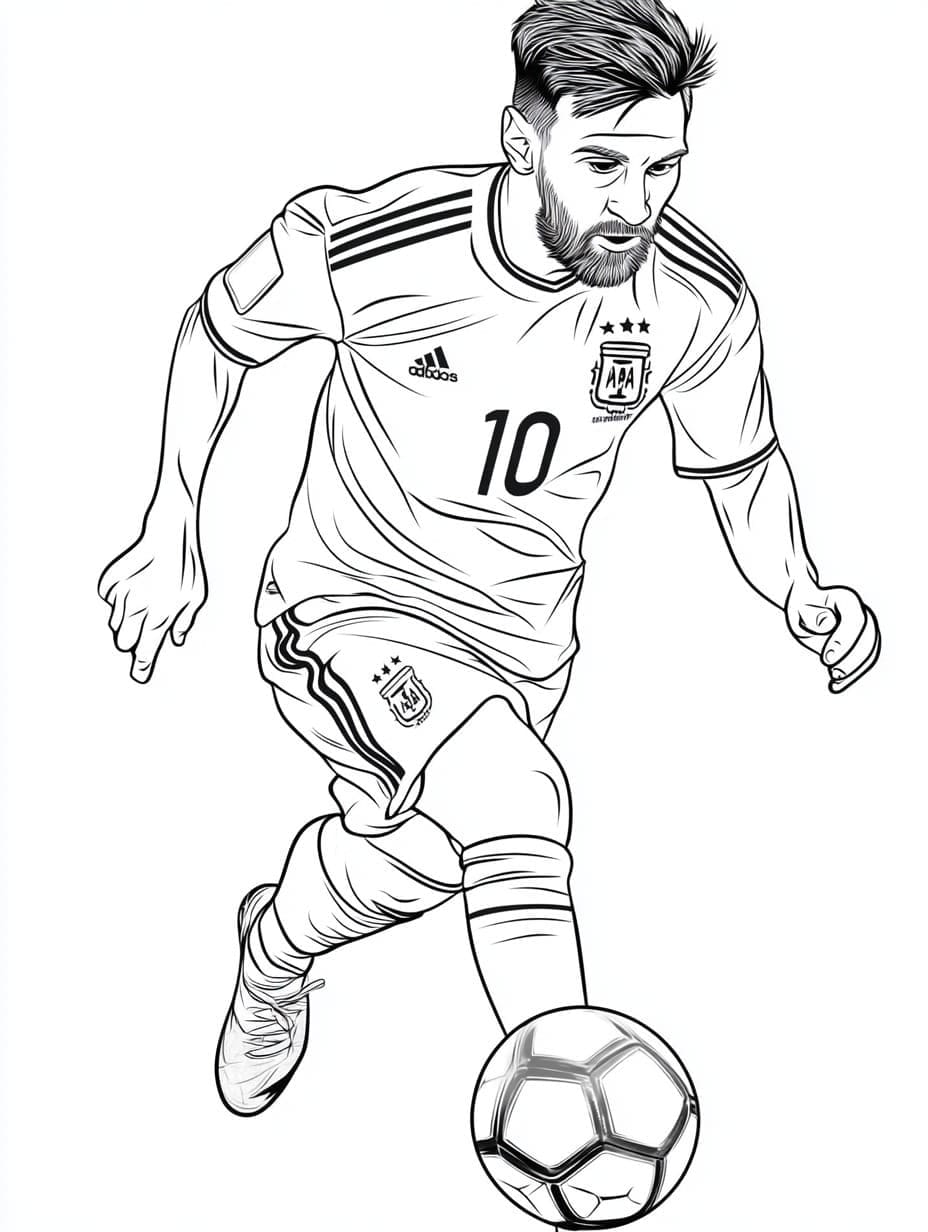 Tô màu Messi Dẫn Bóng