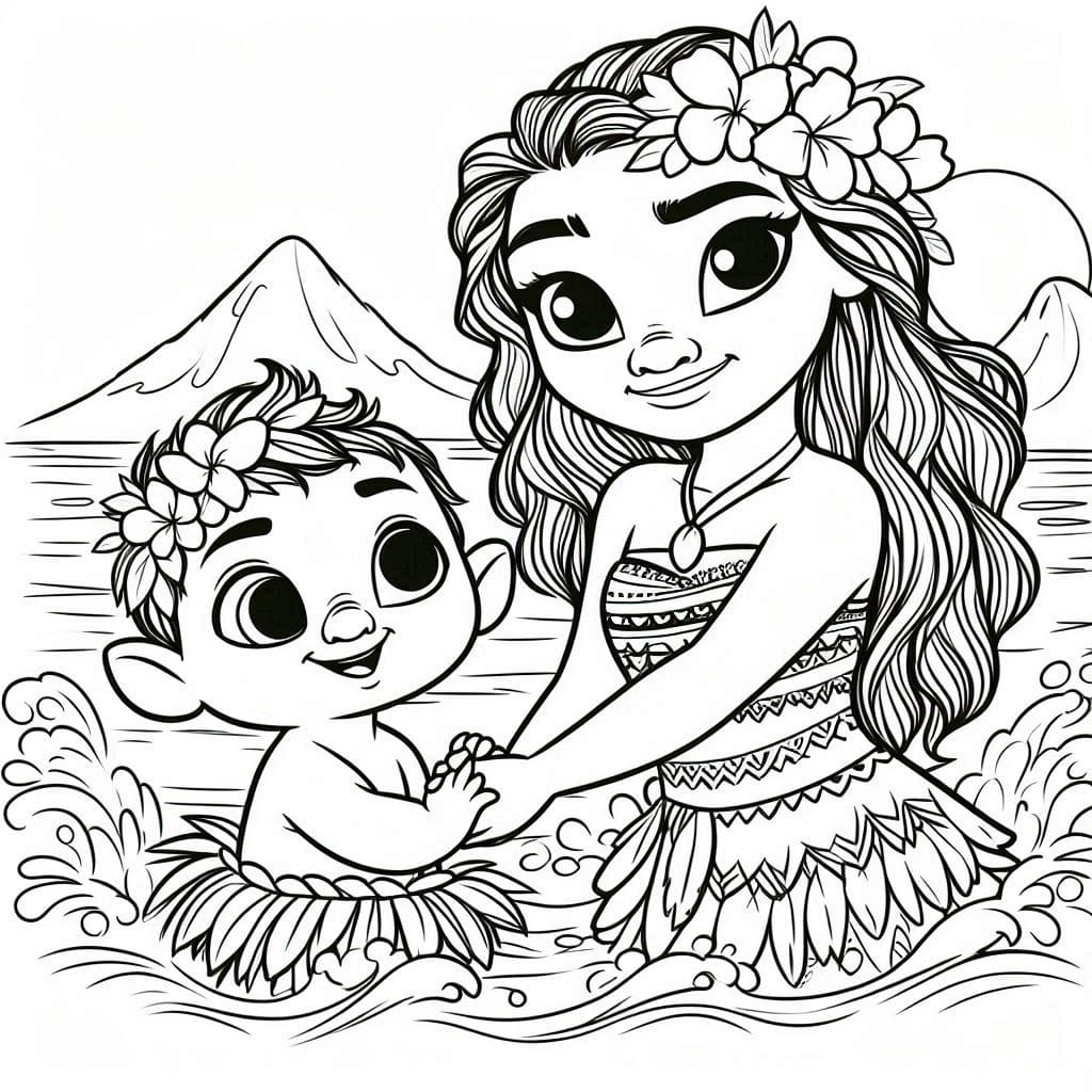 Tô màu Moana Và Cậu Bé