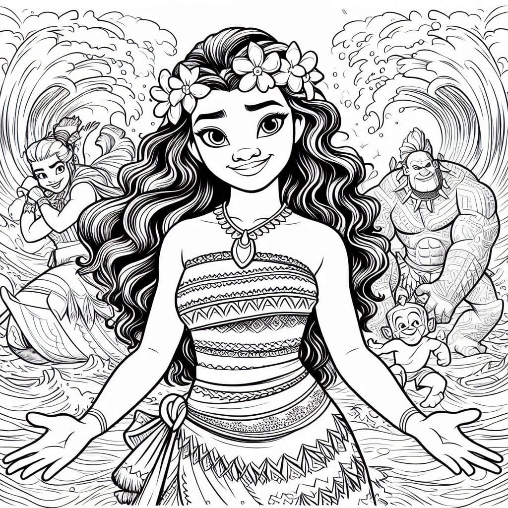 Tô màu Moana Và Mọi Người