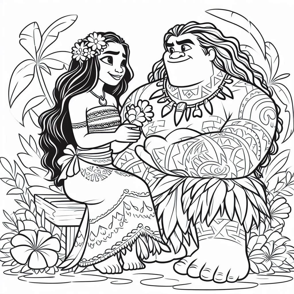 Tô màu Moana VớI Maui