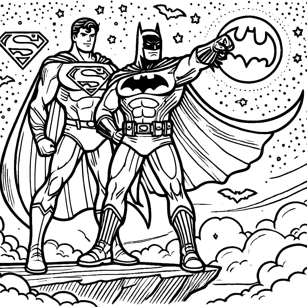 Tô màu Người Dơi Với Superman