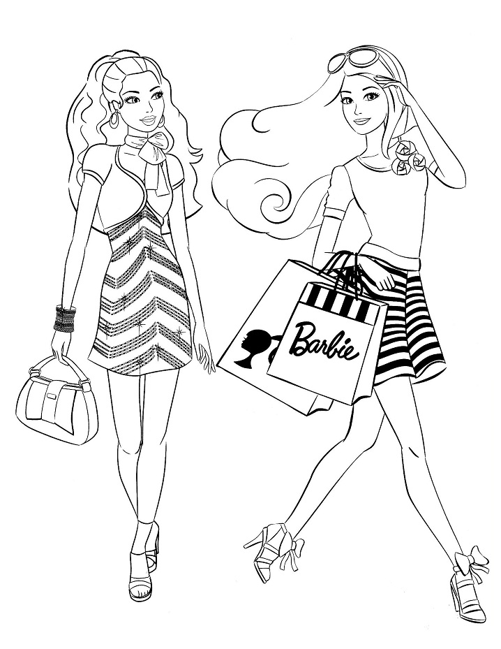 Tô màu barbie đi mua sắm