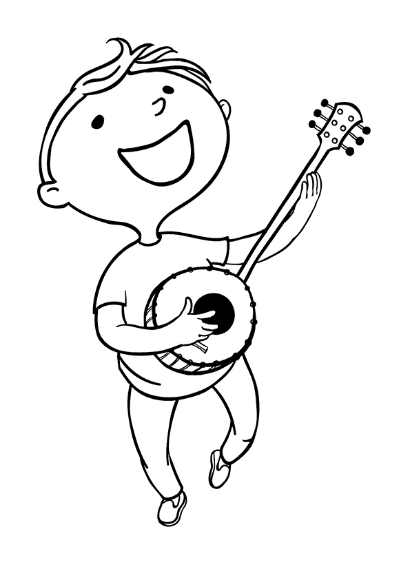 Tô màu cậu bé chơi đàn banjo