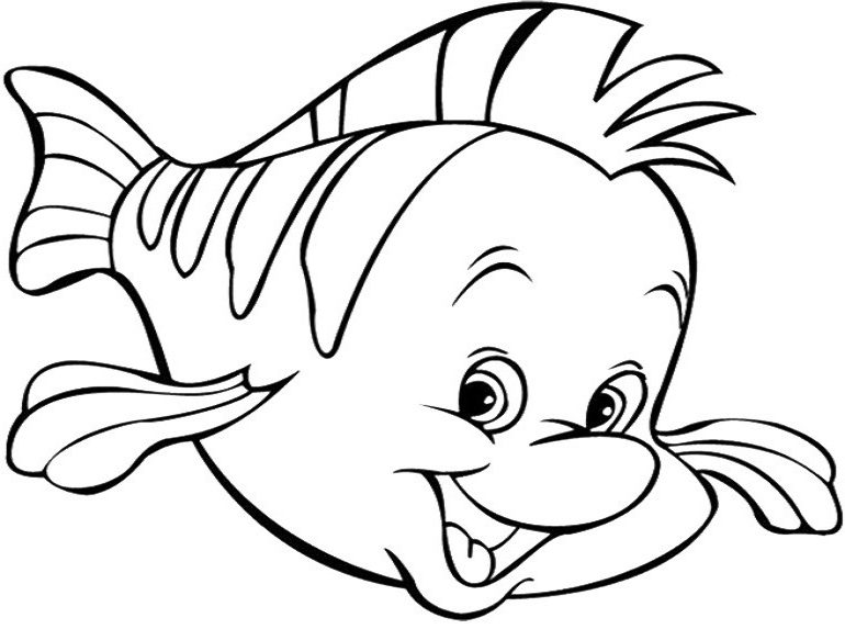 Tô màu con cá flounder vui vẻ