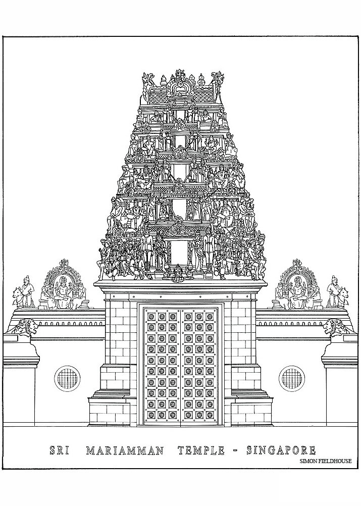 Tô màu đền cổ sri mariamman