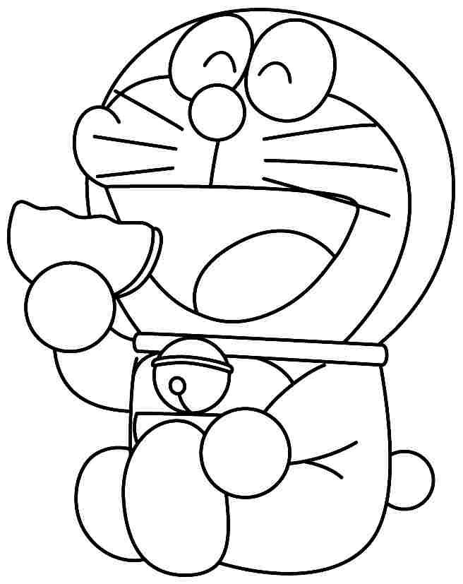 Tô màu doraemon ăn bánh rán
